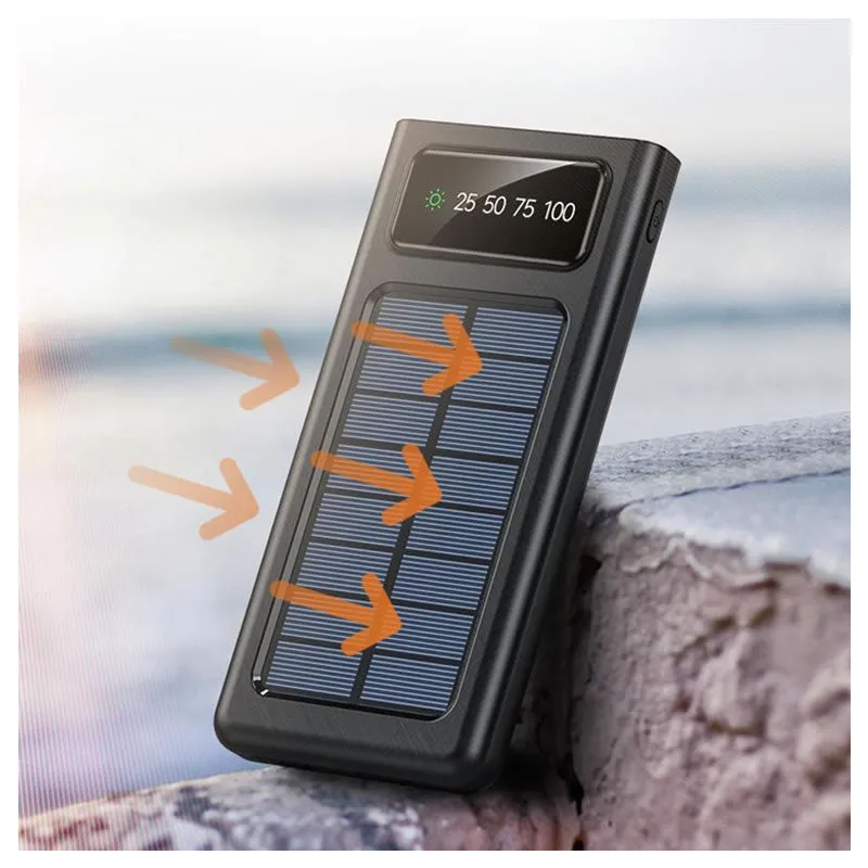 10000Mah Portable Solar Powered Powerbank With A Flashlight Fo-9-01