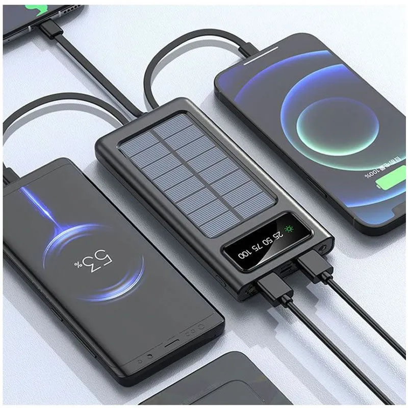 10000Mah Portable Solar Powered Powerbank With A Flashlight Fo-9-01