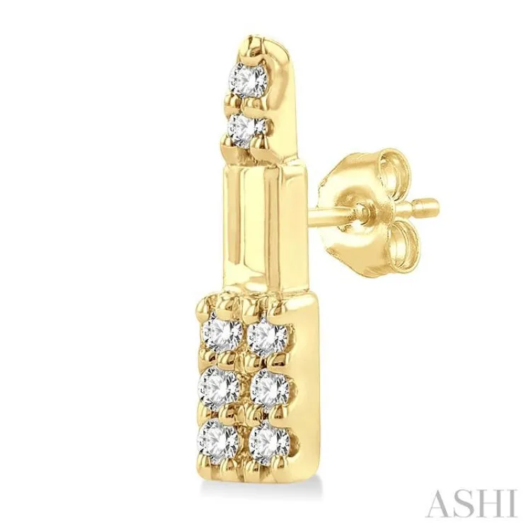 1/20 ctw Petite Lipstick Round Cut Diamond Fashion Stud Earring in 10K Yellow Gold