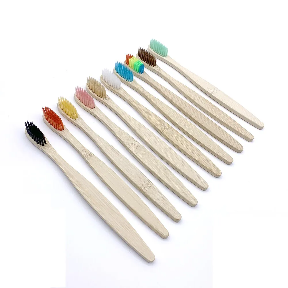 12pcs Eco Friendly bamboo toothbrush, Soft bristles with different colour choices