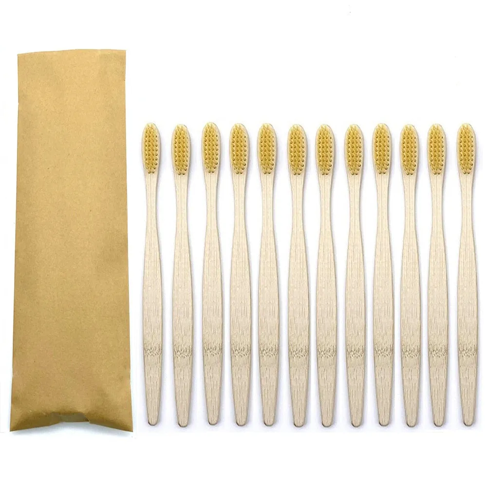 12pcs Eco Friendly bamboo toothbrush, Soft bristles with different colour choices