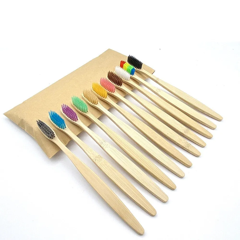 12pcs Eco Friendly bamboo toothbrush, Soft bristles with different colour choices