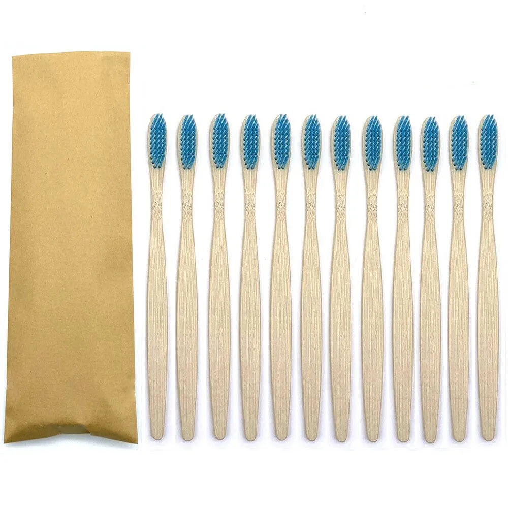 12pcs Eco Friendly bamboo toothbrush, Soft bristles with different colour choices