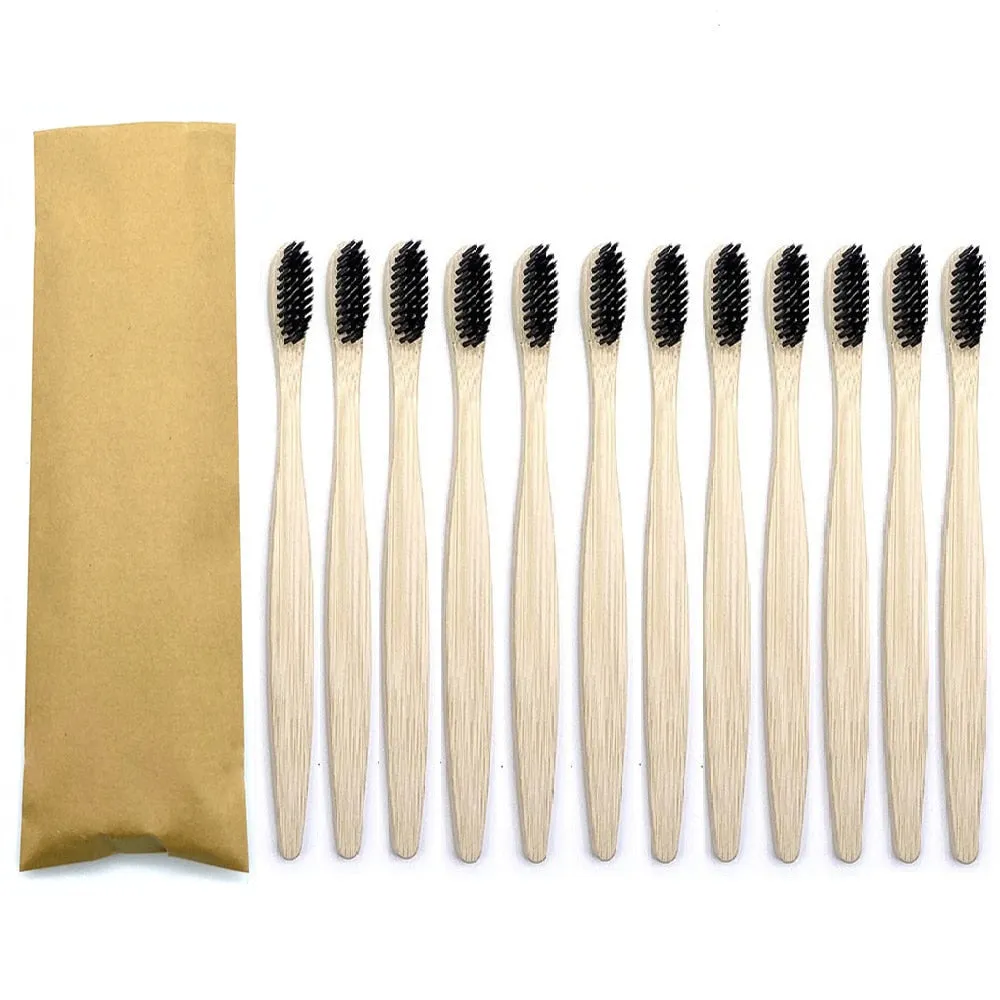 12pcs Eco Friendly bamboo toothbrush, Soft bristles with different colour choices