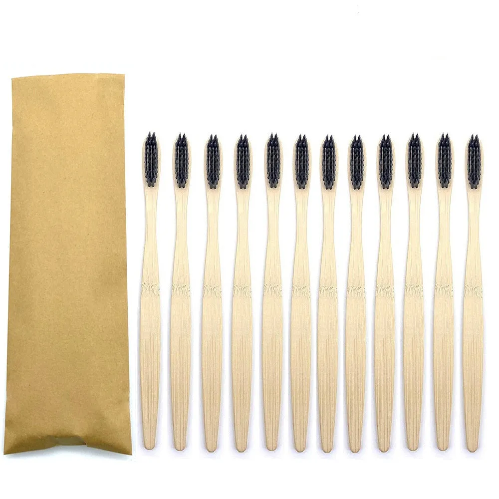 12pcs Eco Friendly bamboo toothbrush, Soft bristles with different colour choices