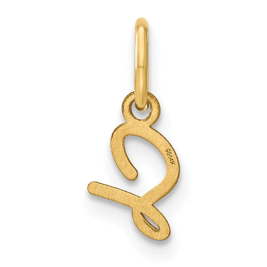 14K Yellow Gold Small Size Upper Case Script Letter S Initial Pendant