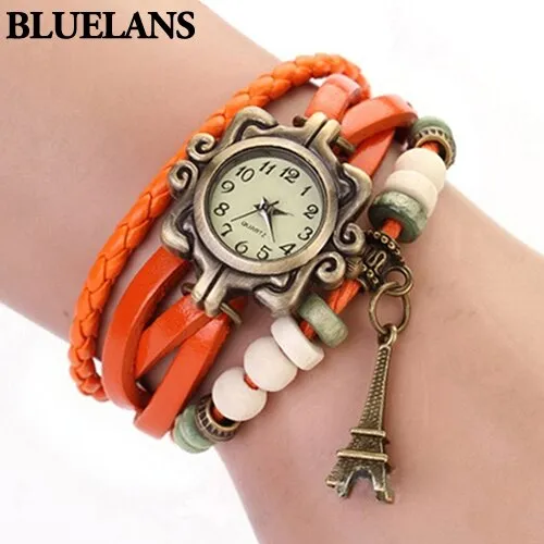 2018 New Beautiful Girl Lady Hot Vintage Women&#39;s Eiffel Tower Quartz Leather Bracelet Wrist Watch  1GOR 6T45 C2K5W