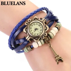 2018 New Beautiful Girl Lady Hot Vintage Women&#39;s Eiffel Tower Quartz Leather Bracelet Wrist Watch  1GOR 6T45 C2K5W