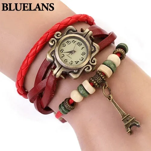 2018 New Beautiful Girl Lady Hot Vintage Women&#39;s Eiffel Tower Quartz Leather Bracelet Wrist Watch  1GOR 6T45 C2K5W