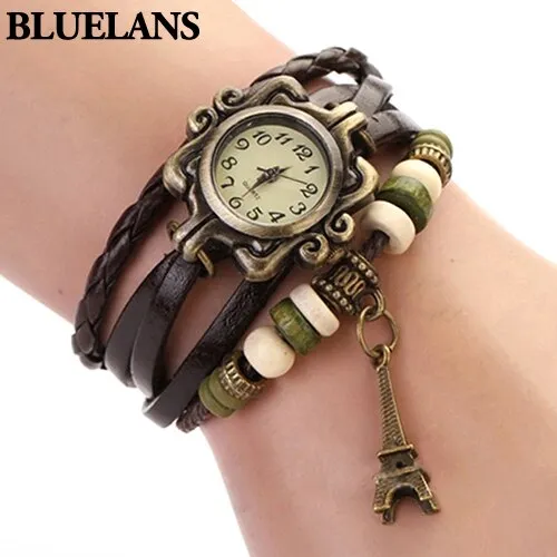 2018 New Beautiful Girl Lady Hot Vintage Women&#39;s Eiffel Tower Quartz Leather Bracelet Wrist Watch  1GOR 6T45 C2K5W