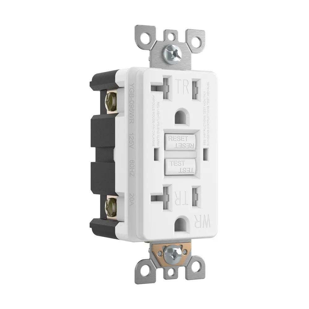 20Amp/125Volt GFCI Duplex Tamper Resistant & Weather Resistant with wall plate GFCI Outlet - White