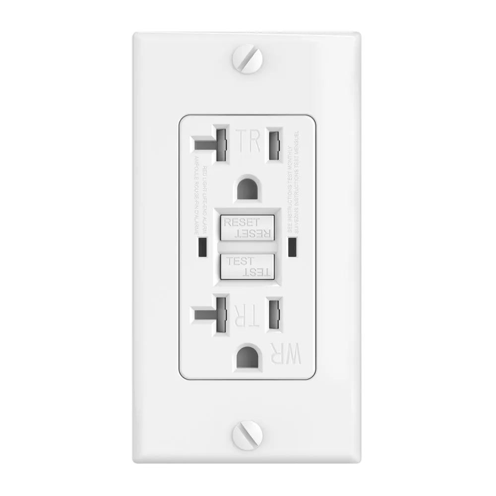 20Amp/125Volt GFCI Duplex Tamper Resistant & Weather Resistant with wall plate GFCI Outlet - White