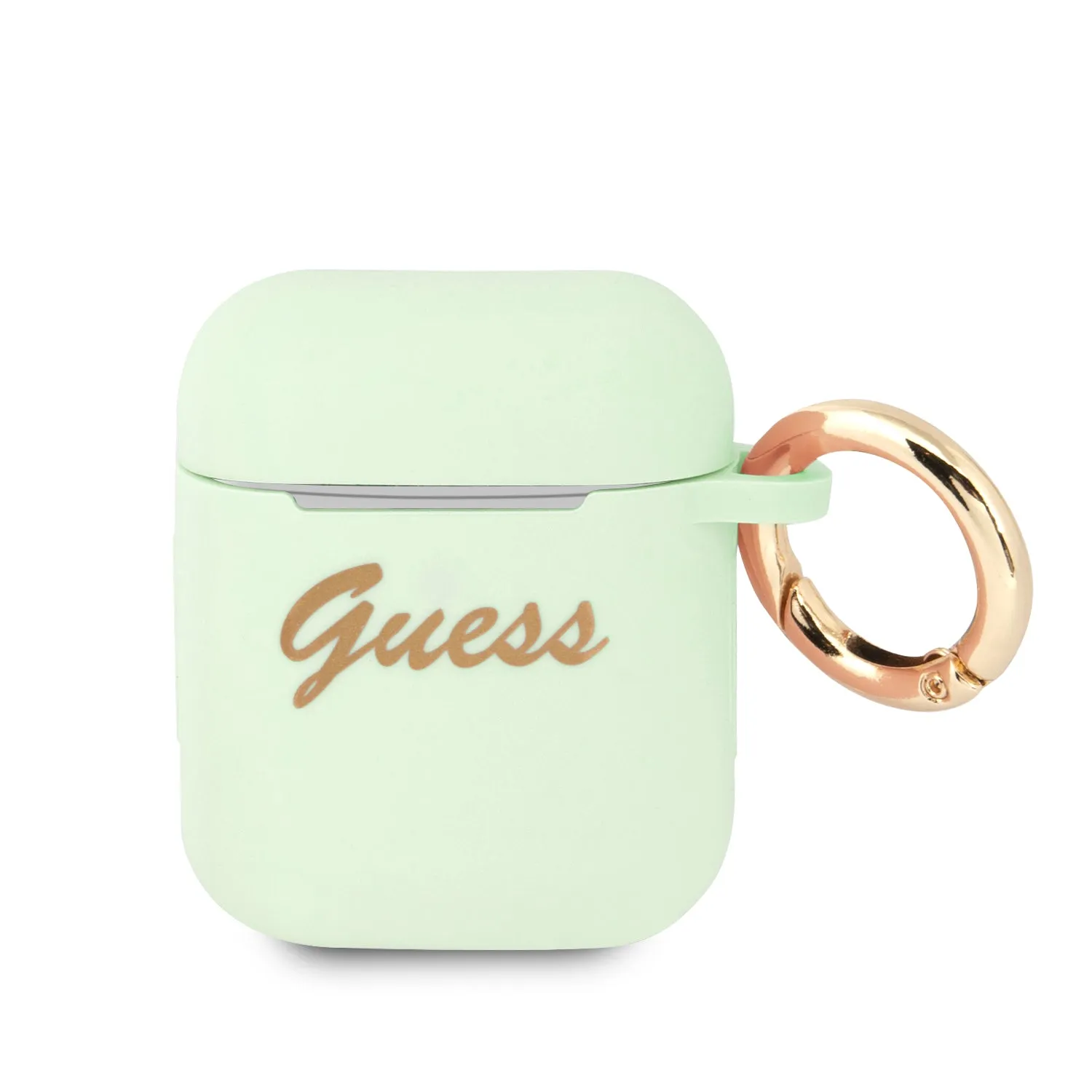 AirPods 1/2 - Silicone Green With Ring Printed Script Logo - Guess