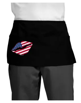 American Flag Lipstick Dark Adult Mini Waist Apron, Server Apron