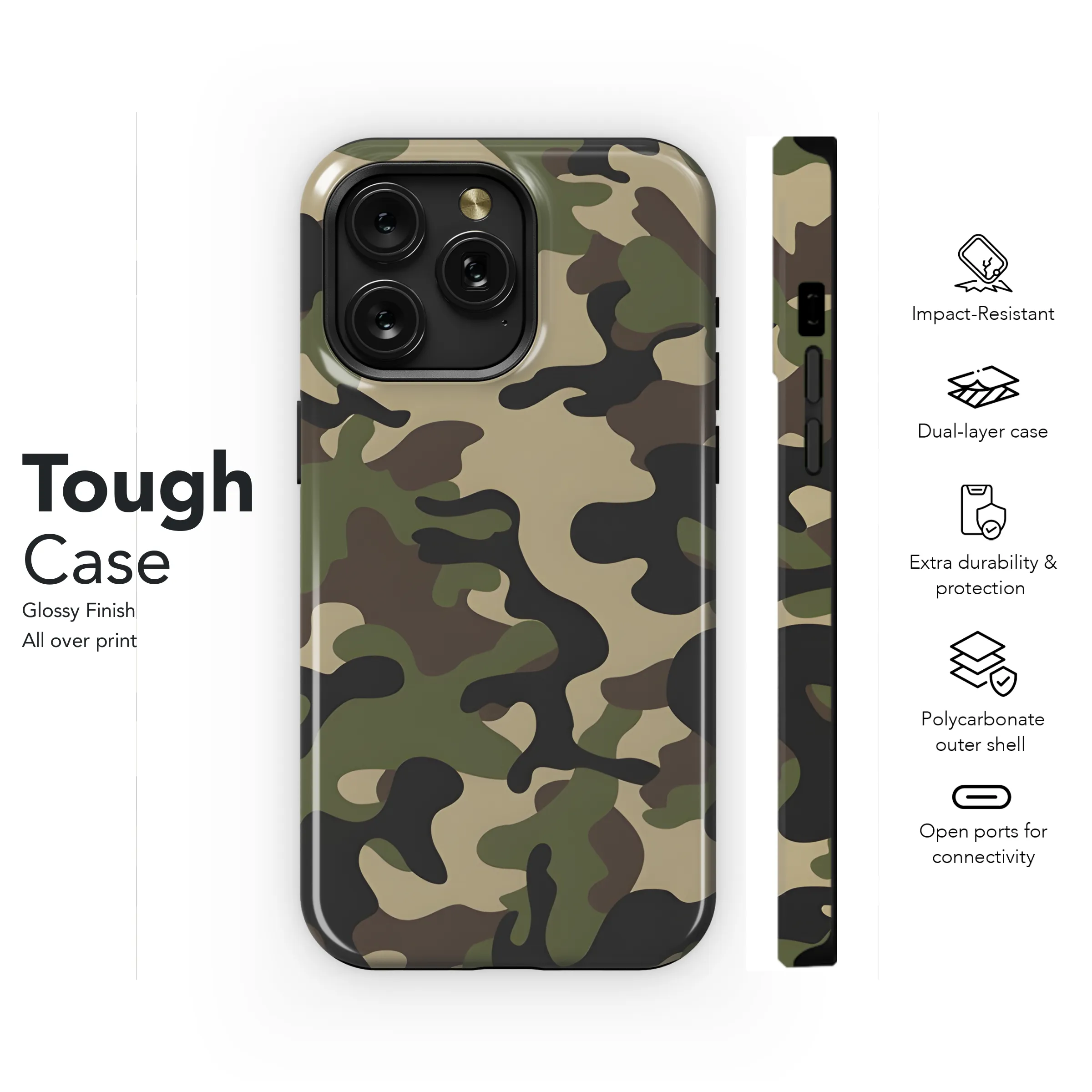 Army Camo Print Pattern Phone Case iPhone Samsung Cover Pixel 2188