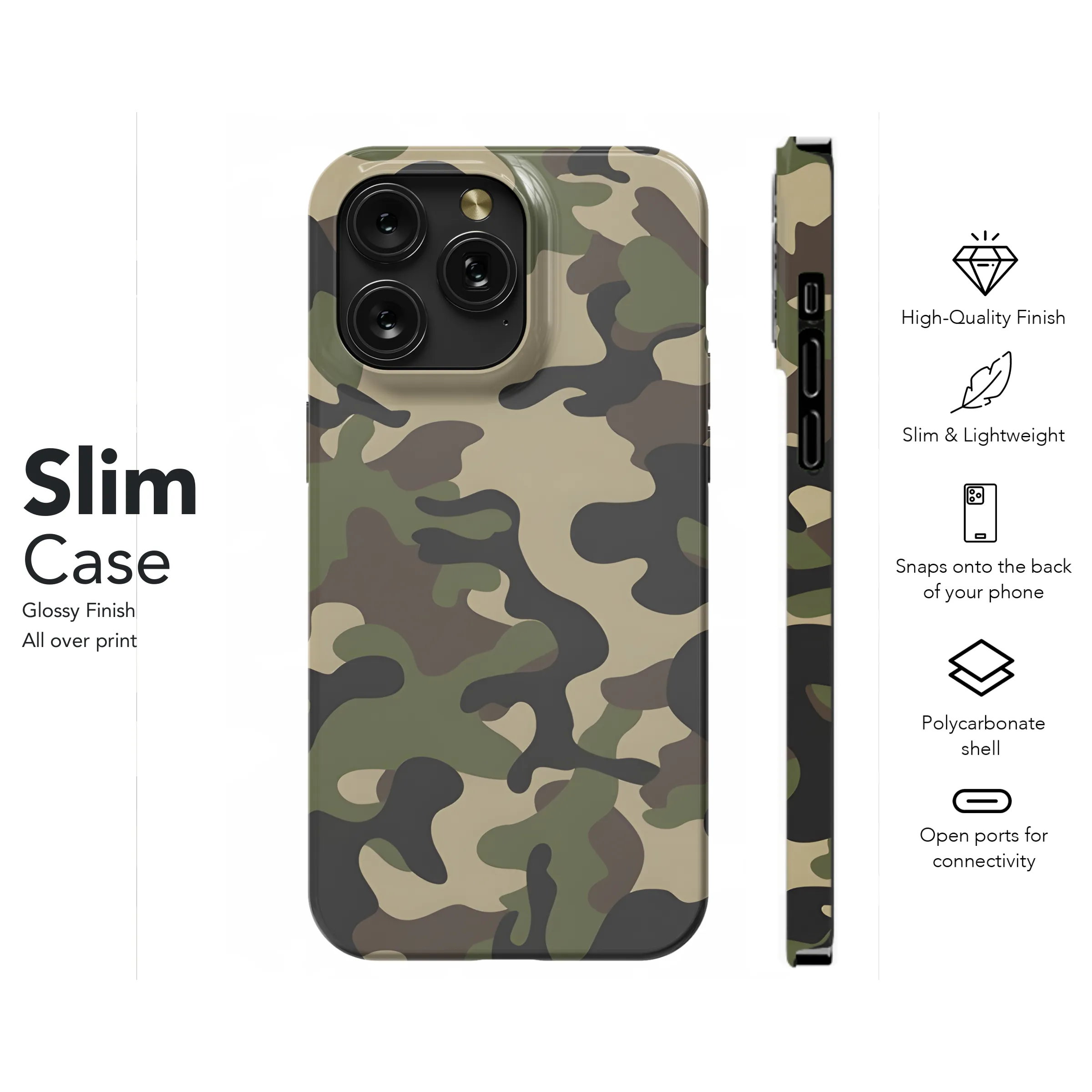 Army Camo Print Pattern Phone Case iPhone Samsung Cover Pixel 2188