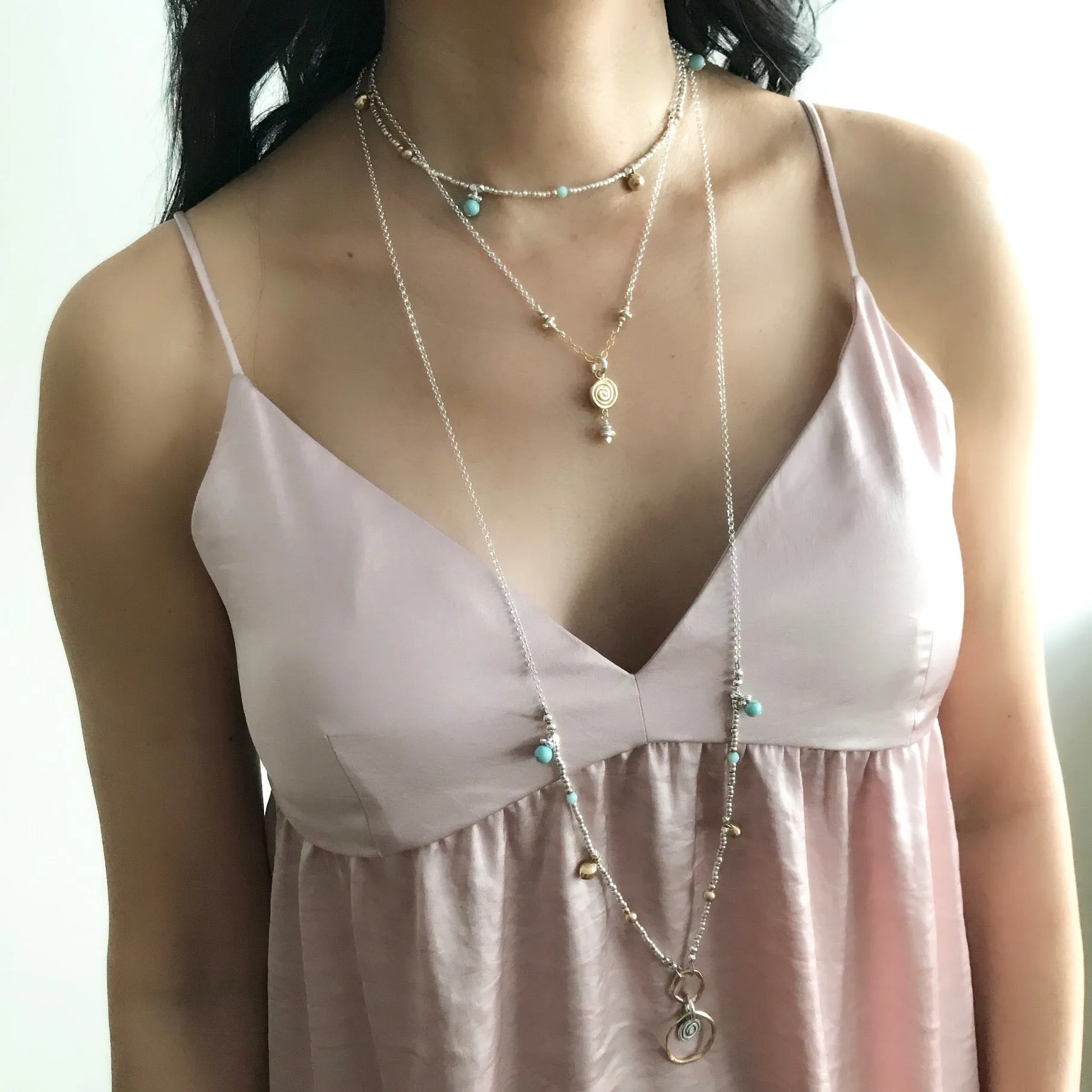 Athena Petite Bronze Labyrinth Necklace