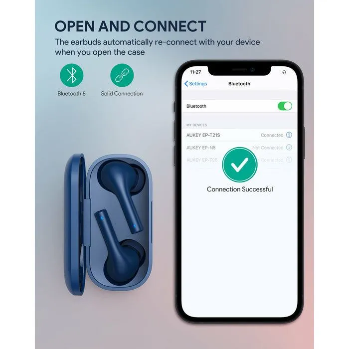 Aukey TWS Wireless Earbuds Blue - EP-T21S