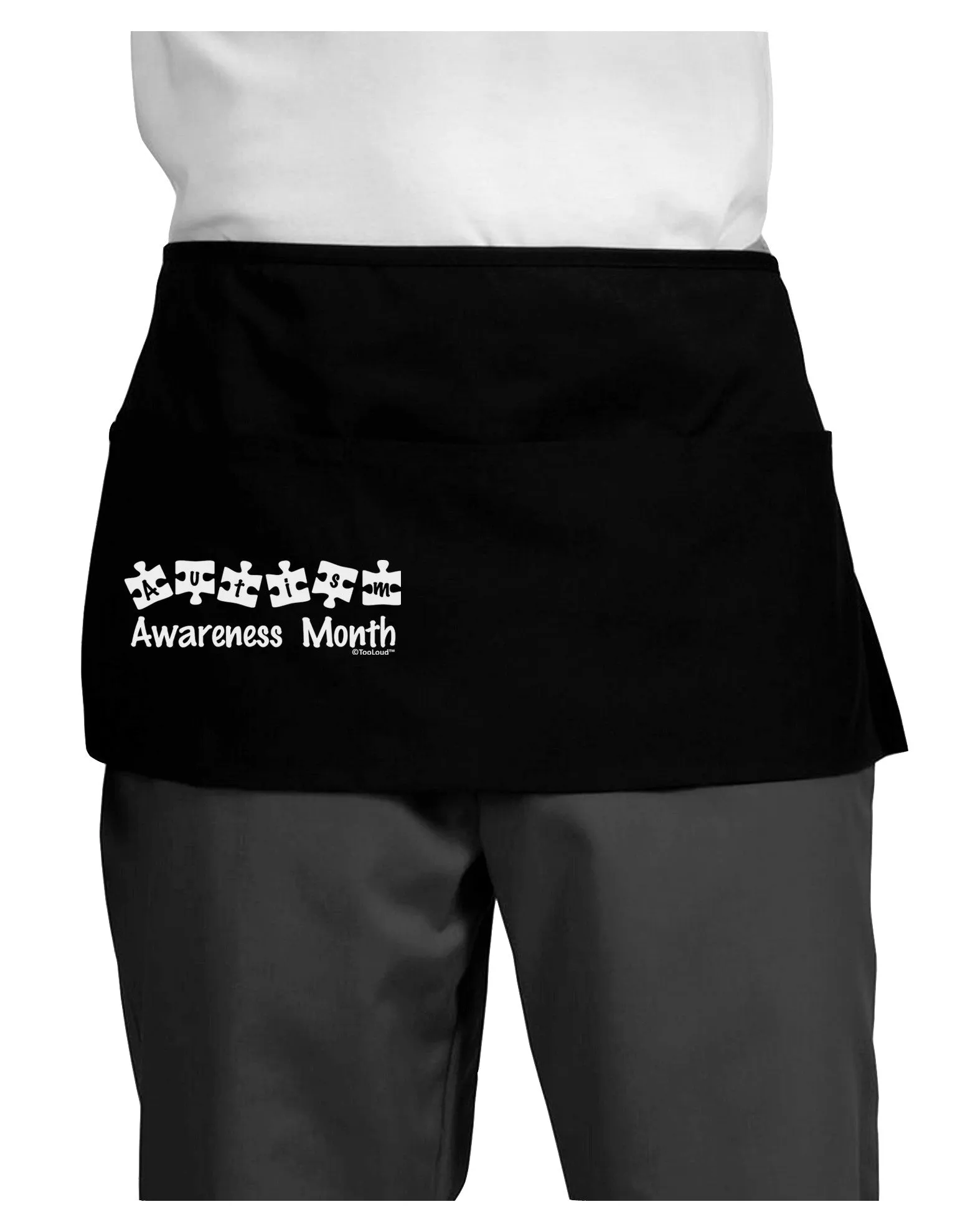 Autism Awareness Month - Puzzle Pieces Dark Adult Mini Waist Apron, Server Apron by TooLoud