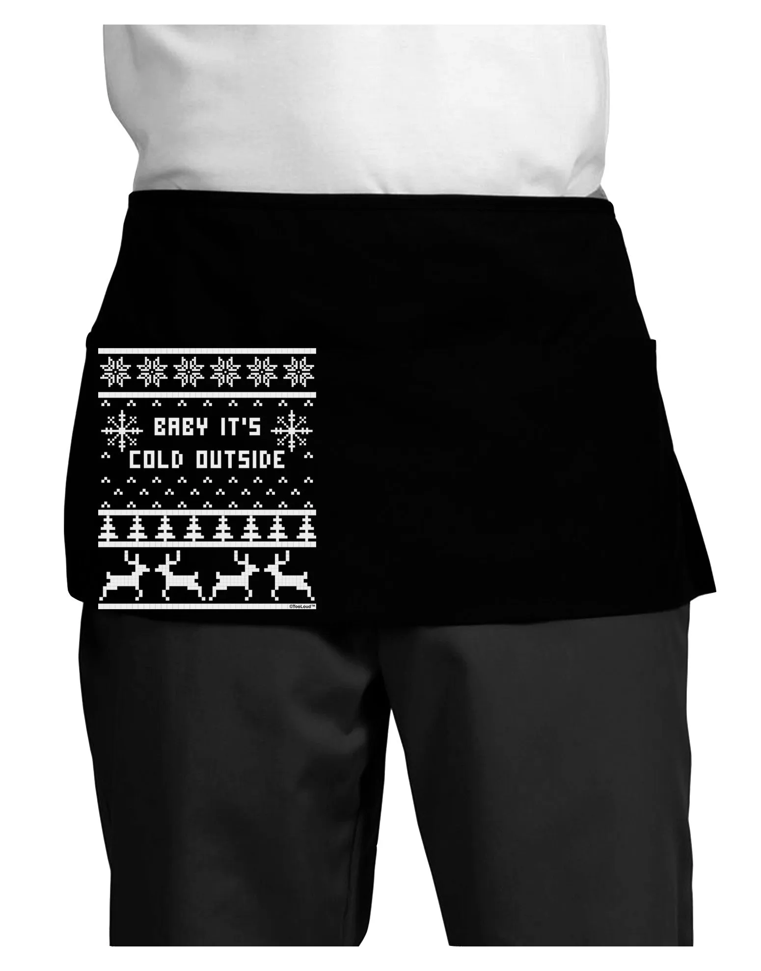 Baby It's Cold Outside Christmas Sweater Design Dark Adult Mini Waist Apron, Server Apron