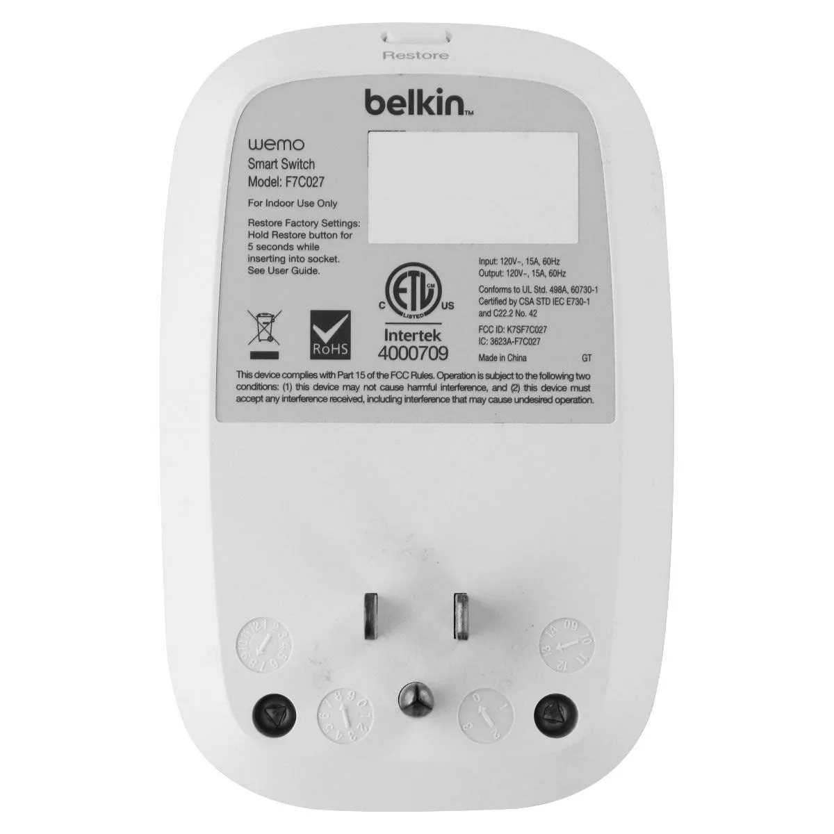 Belkin WeMo Switch Home Electronics Remote Control - White