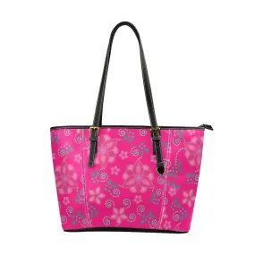 Berry Picking Pink Leather Tote Bag/Large