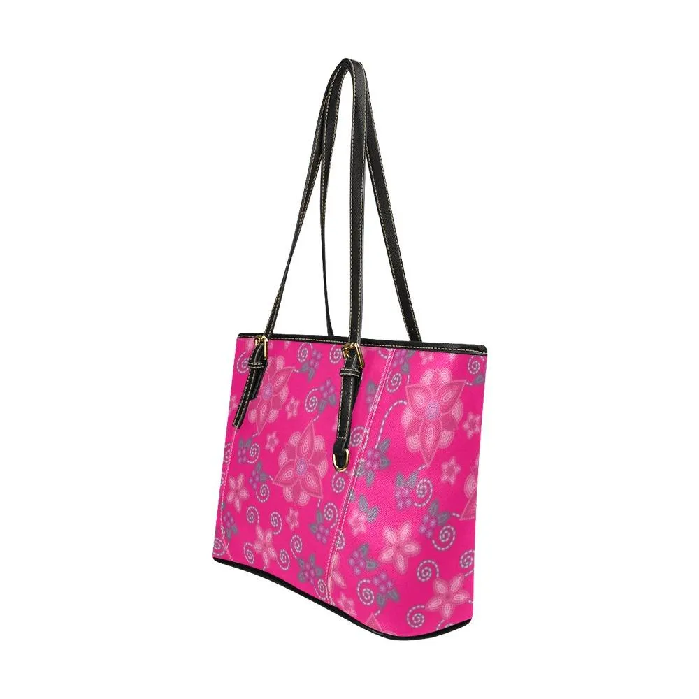 Berry Picking Pink Leather Tote Bag/Large