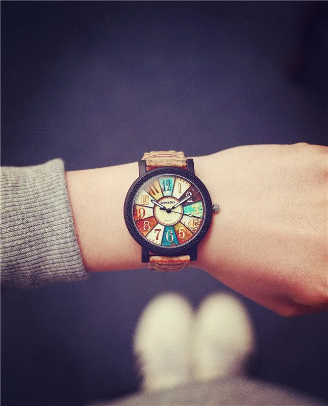 Best Friend Lover's Quartz Watches Unique Design Retro Colorful Disc Boys Girls Casual Clock Children Cartoon Wristwatch