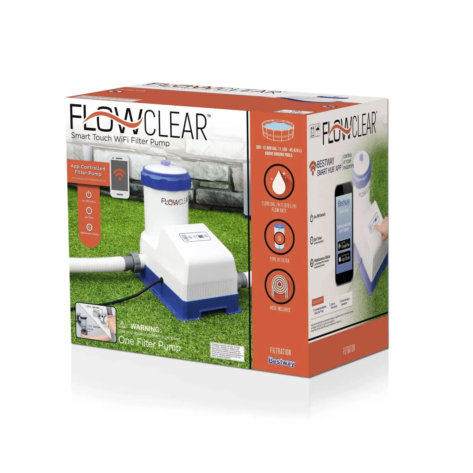 Bestway Flowclear Smart Touch 2000 GPH WiFi Controlled Pool Filter Pump System