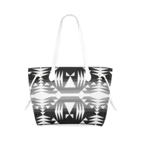 Between the Mountains Black and White Clover Canvas Tote Bag