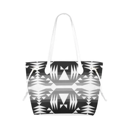 Between the Mountains Black and White Clover Canvas Tote Bag