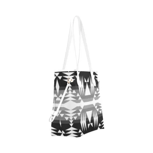 Between the Mountains Black and White Clover Canvas Tote Bag