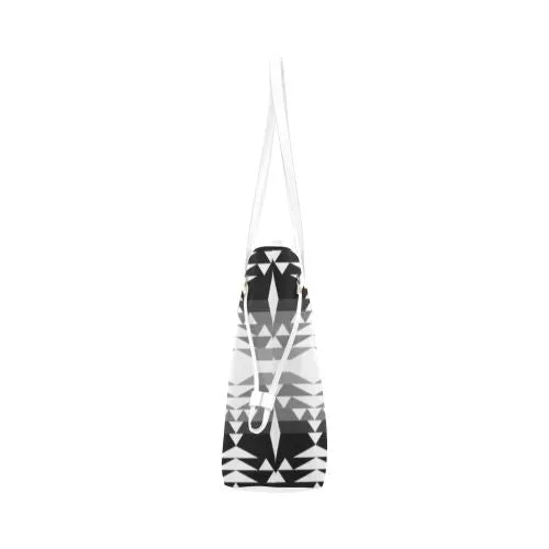 Between the Mountains Black and White Clover Canvas Tote Bag