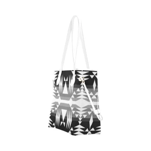 Between the Mountains Black and White Clover Canvas Tote Bag