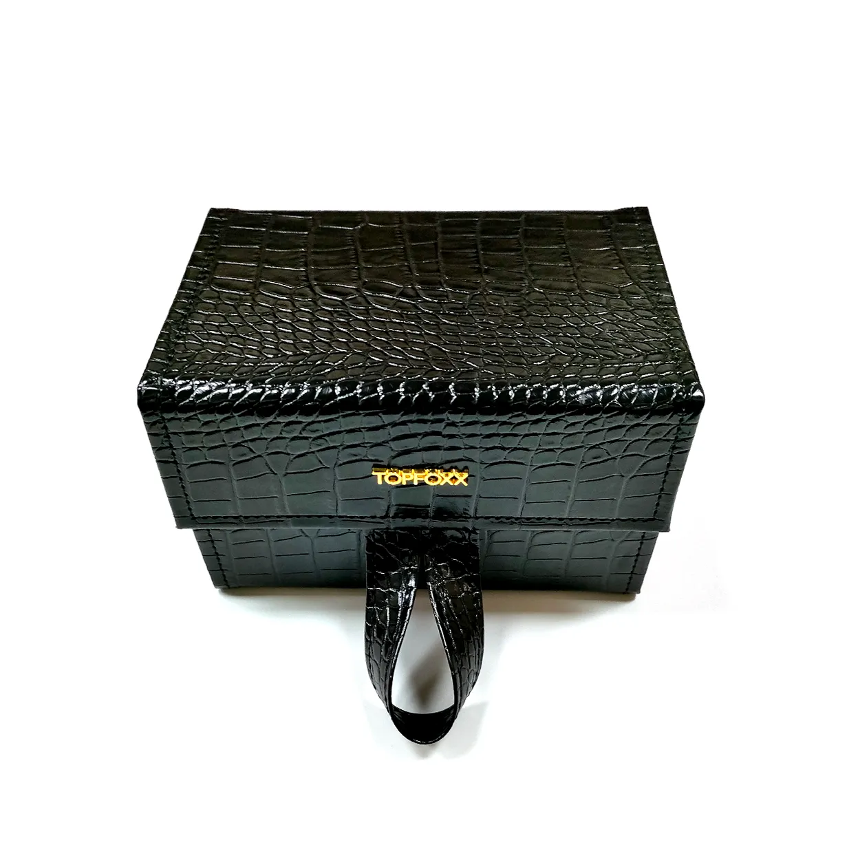 Black Faux Croco Travel Case