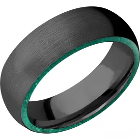 Black Zirconium Domed Band With Malachite Side Inlay