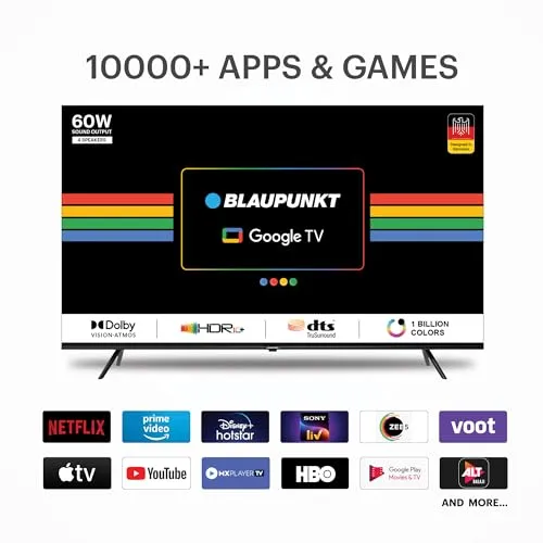 Blaupunkt 139 cm (55 inches) Cyber Sound G2 Series 4k Ultra HD LED Google TV 55CSGT7023 (Black)