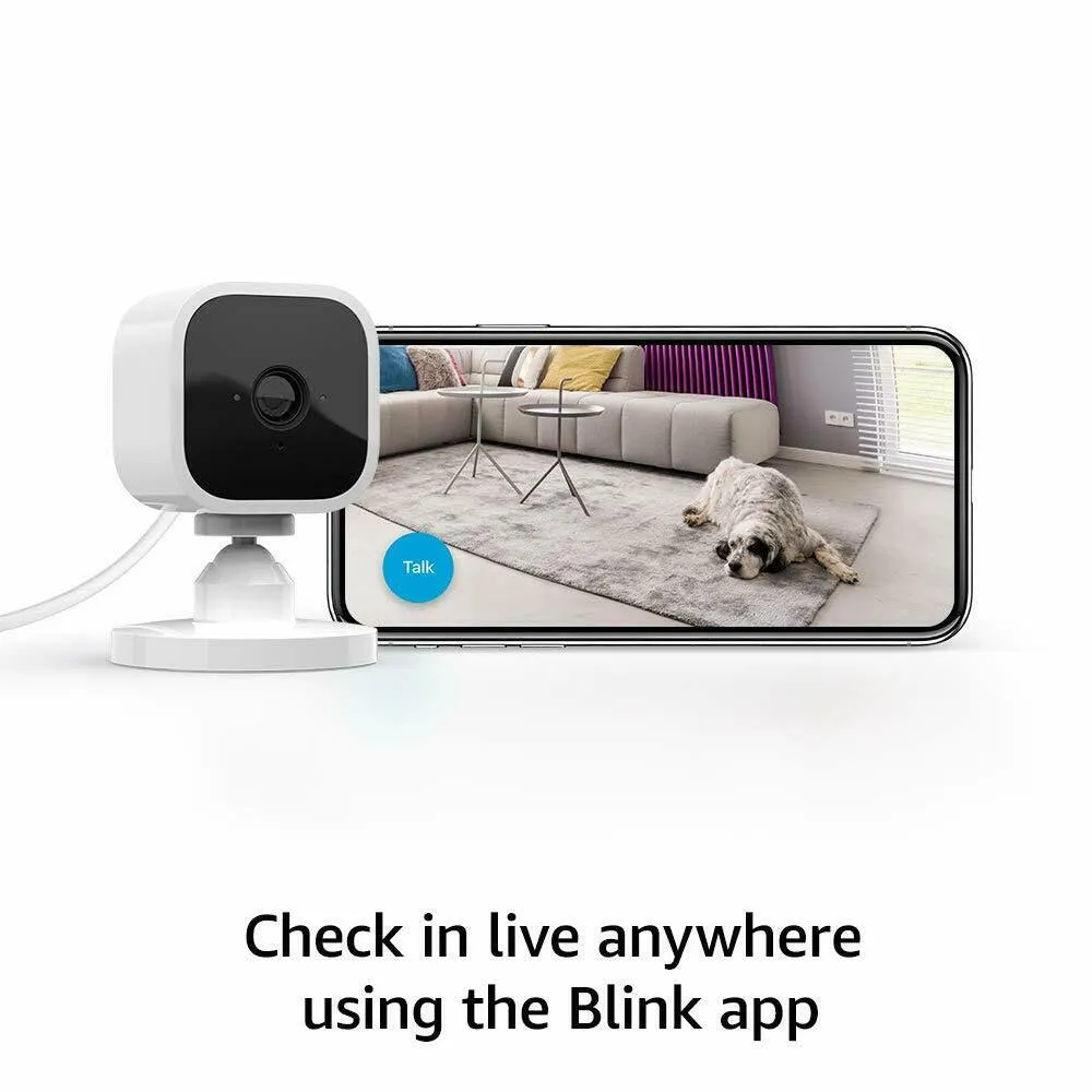 Blink Mini Indoor Plug-in HD Smart Security Camera, 1080HD Video, Works with Alexa