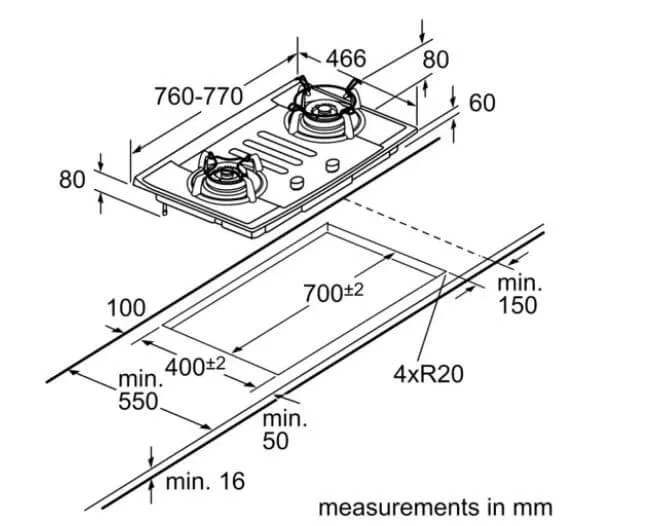 Bosch PBD7251SG 2 burner Built-In Gas Hob