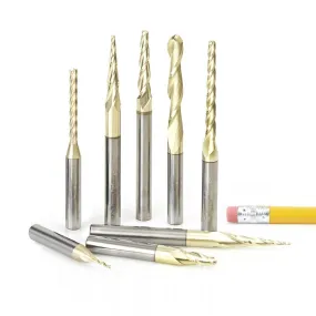 Carving Ball Nose & Flat Bottom CNC Router Bit Collection | 8 Piece | Set 1⁄4" Shank | AMS-136 | 738685136133