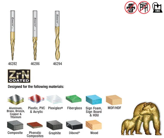 Carving Ball Nose CNC Router Bit Collection | 3 Piece | Set 1⁄4" Shank, 1⁄16, 1⁄8 & 1⁄4 Dia | AMS-146 | 738685991466