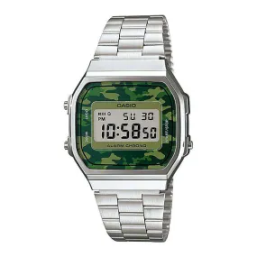 Casio A168WEC-3DF Silver Camouflage Stainless Watch for Men and Women