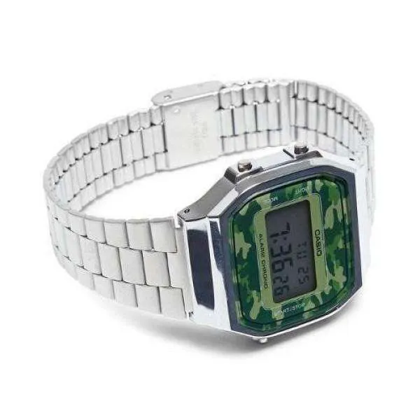 Casio A168WEC-3DF Silver Camouflage Stainless Watch for Men and Women