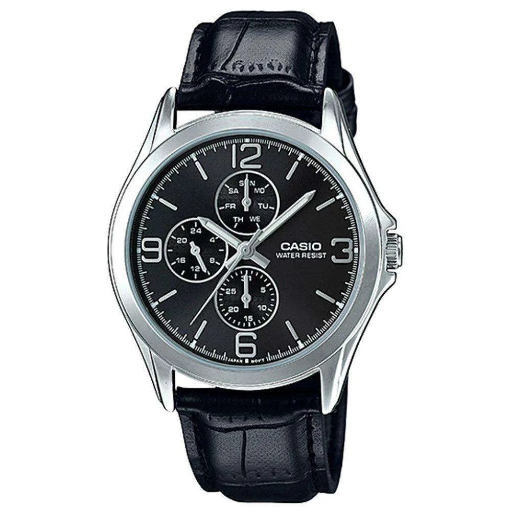 Casio Vintage MTP-V301L-1A Black Leather Watch for Men