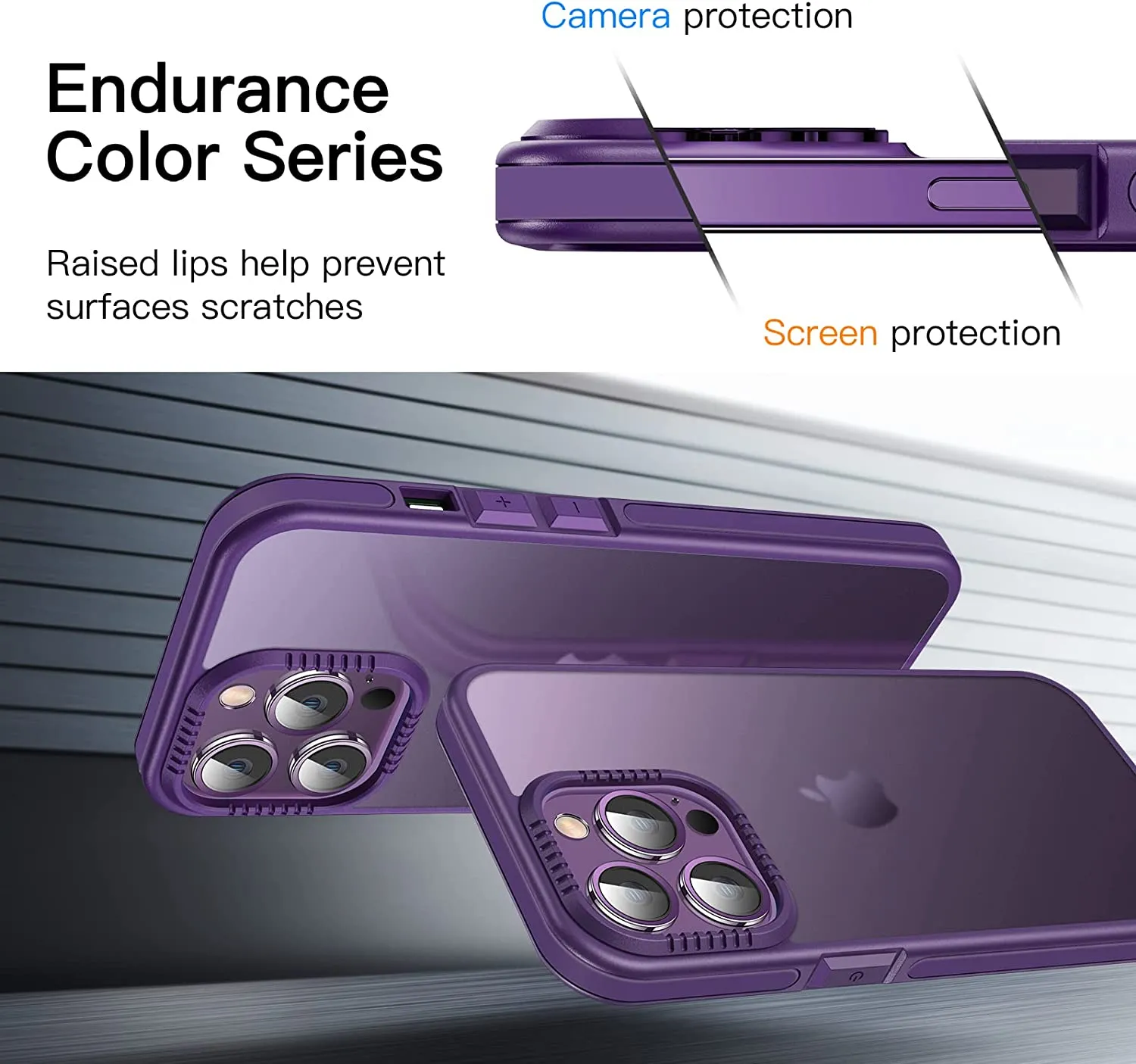 Casus Shockproof Translucent Matte Hard Back Cover iPhone 14 Pro Case  Purple