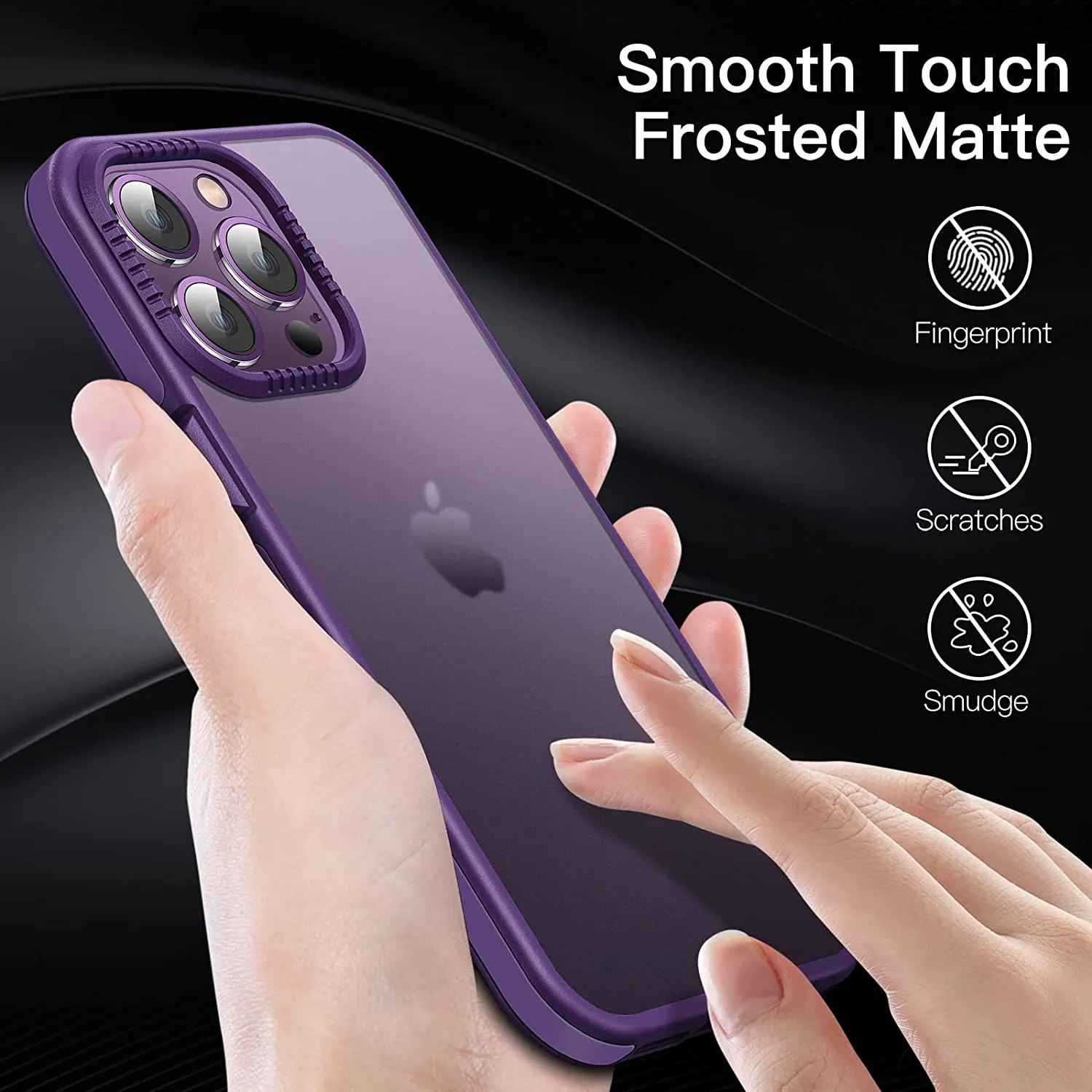 Casus Shockproof Translucent Matte Hard Back Cover iPhone 14 Pro Case  Purple