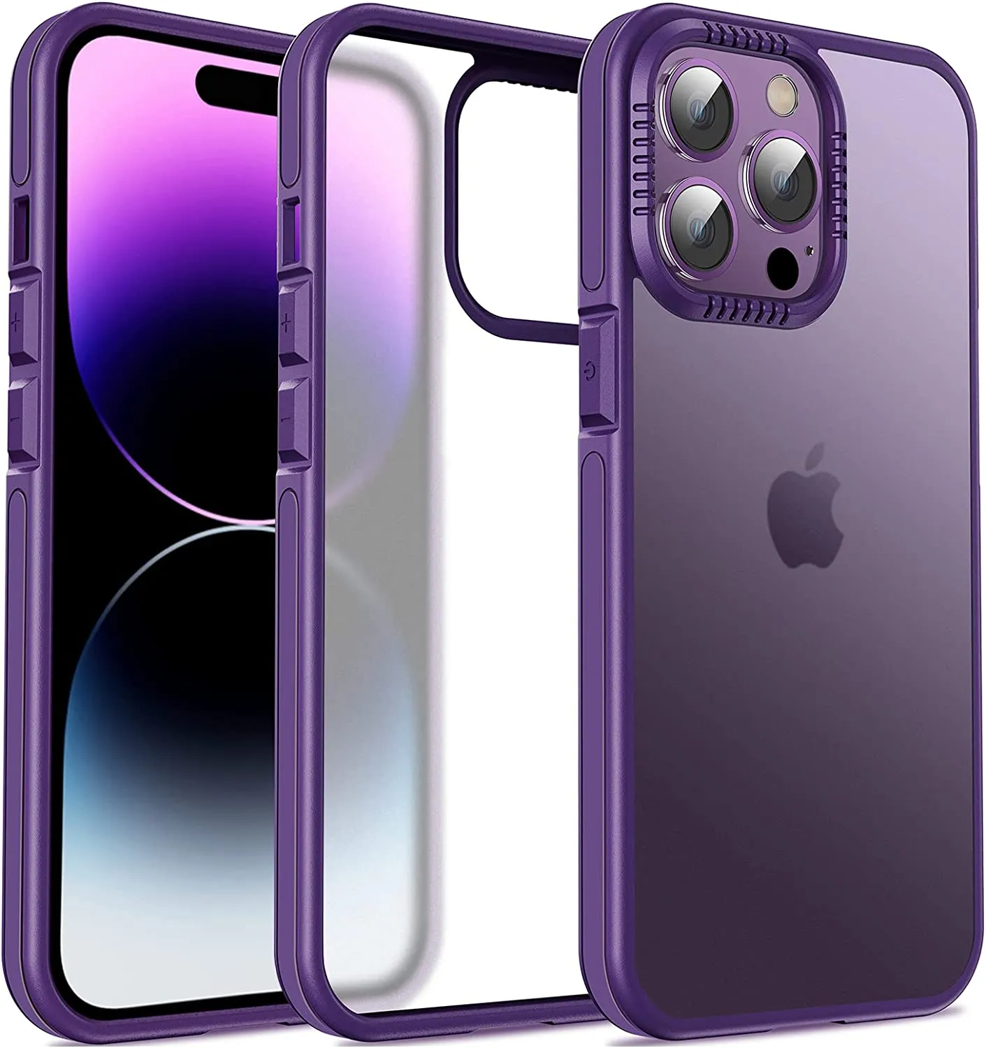 Casus Shockproof Translucent Matte Hard Back Cover iPhone 14 Pro Case  Purple