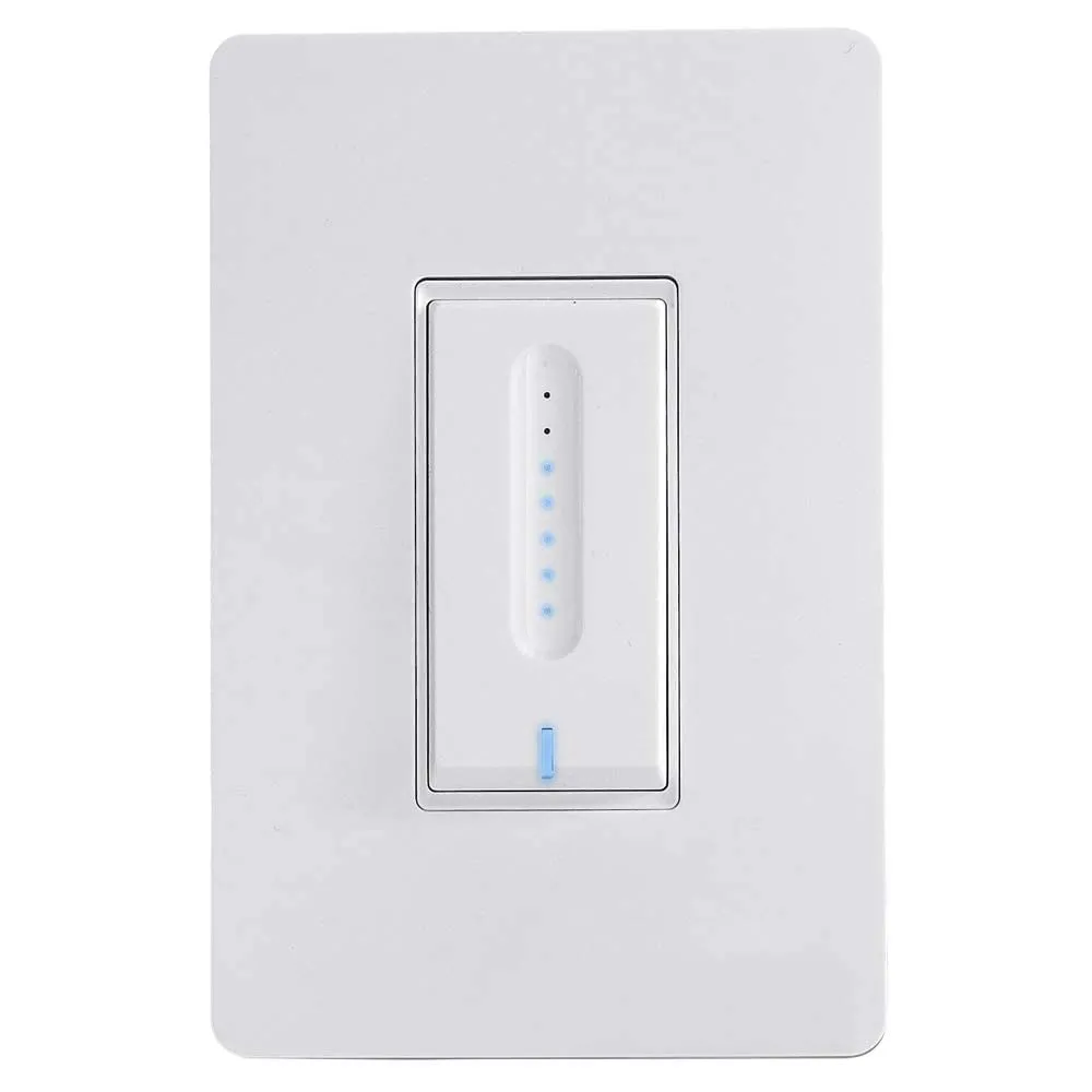 Certified Smart Dimmer LED Wall Switch with White Faceplate Compatible with Smart Home