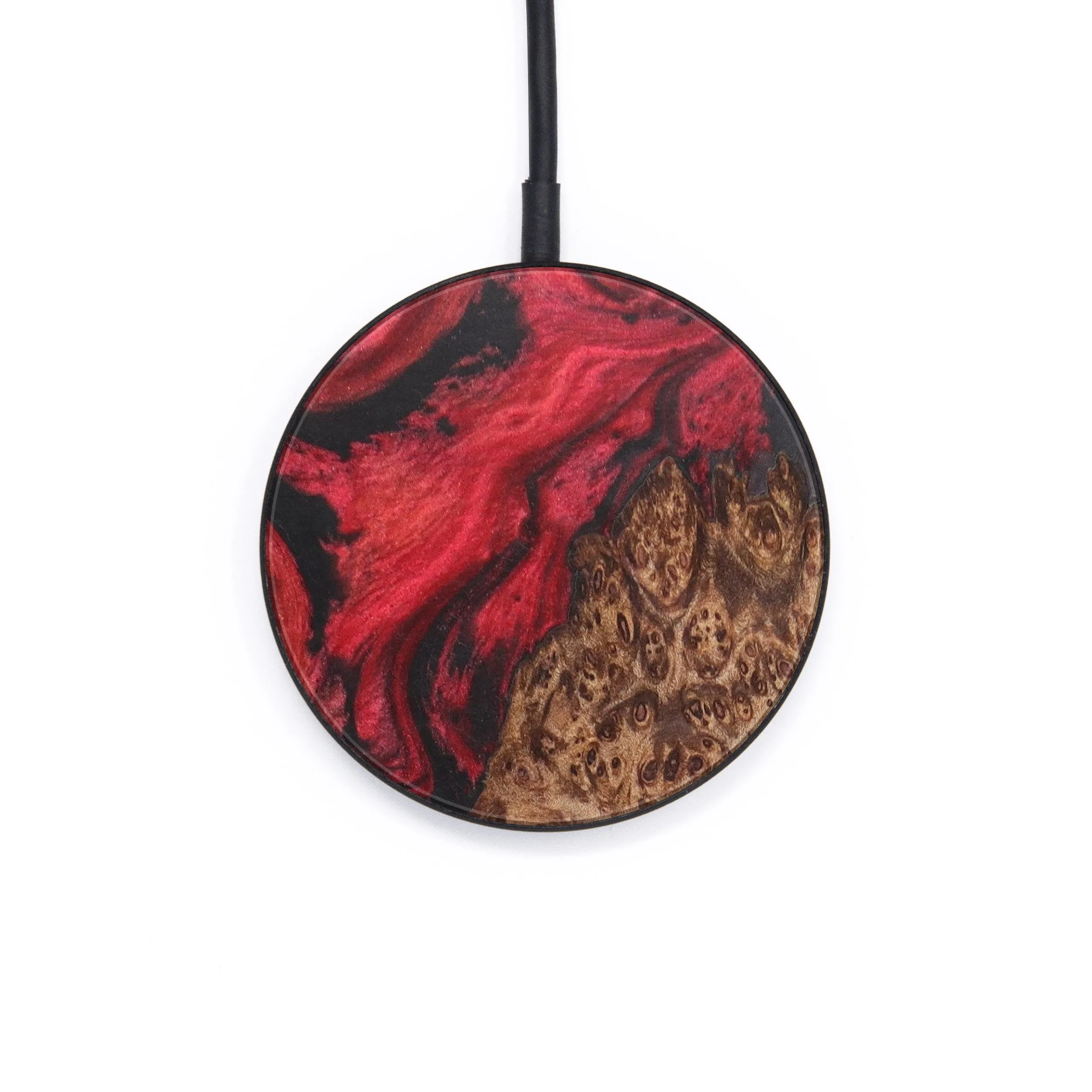 Circle Wood Resin Wireless Charger - Aarya (Dark Red, 615645)