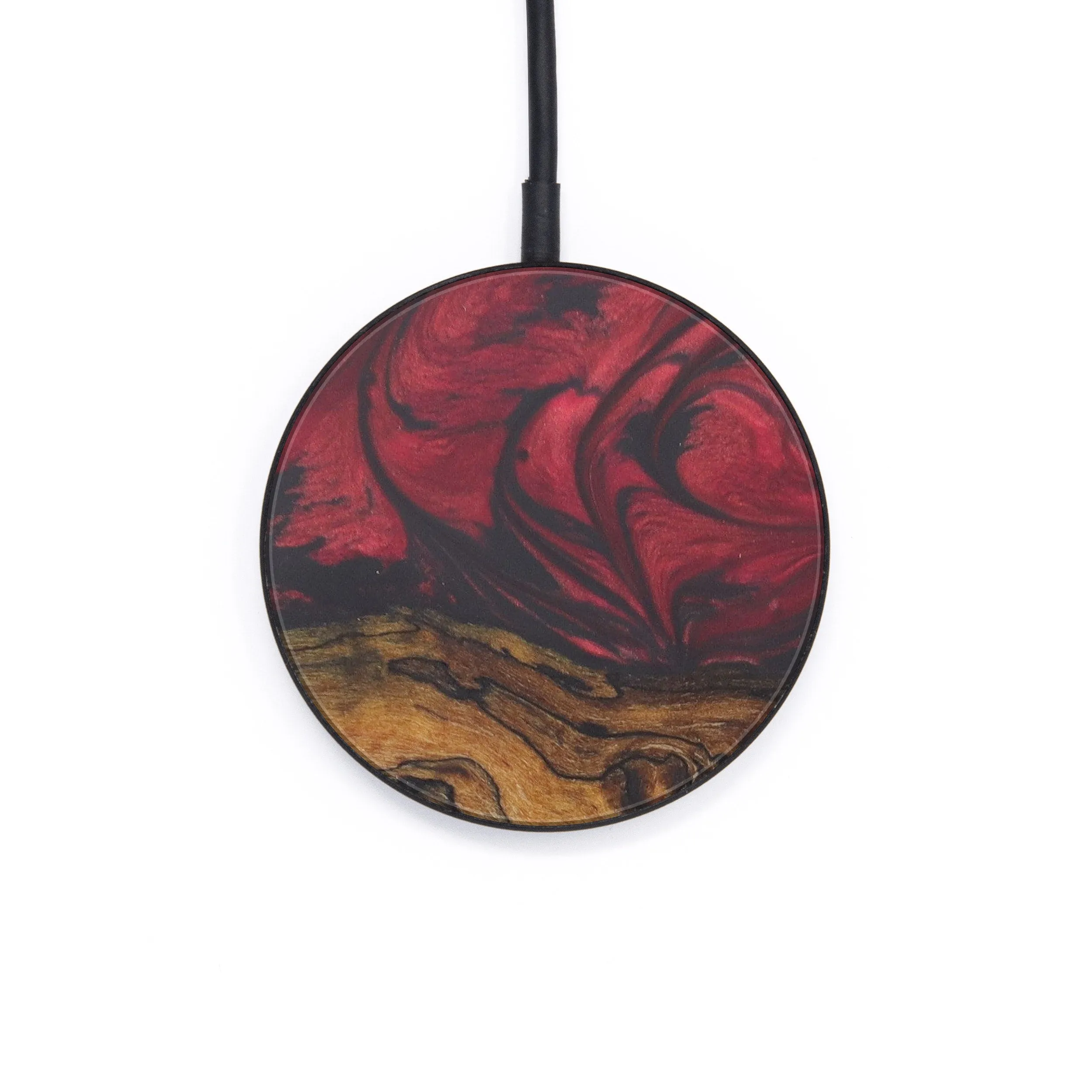 Circle Wood Resin Wireless Charger - Andrei (Dark Red, 599289)